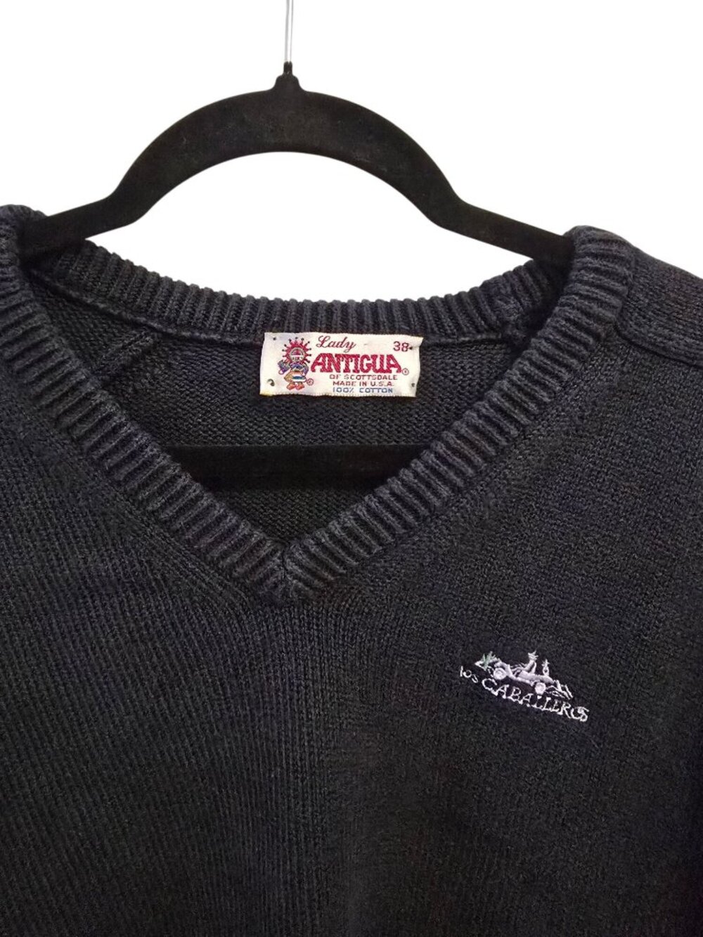 Vintage Lady Antigua Los Caballeros Golf Golf Sweater V-Neck Size 38 Made In USA - Picture 6 of 7